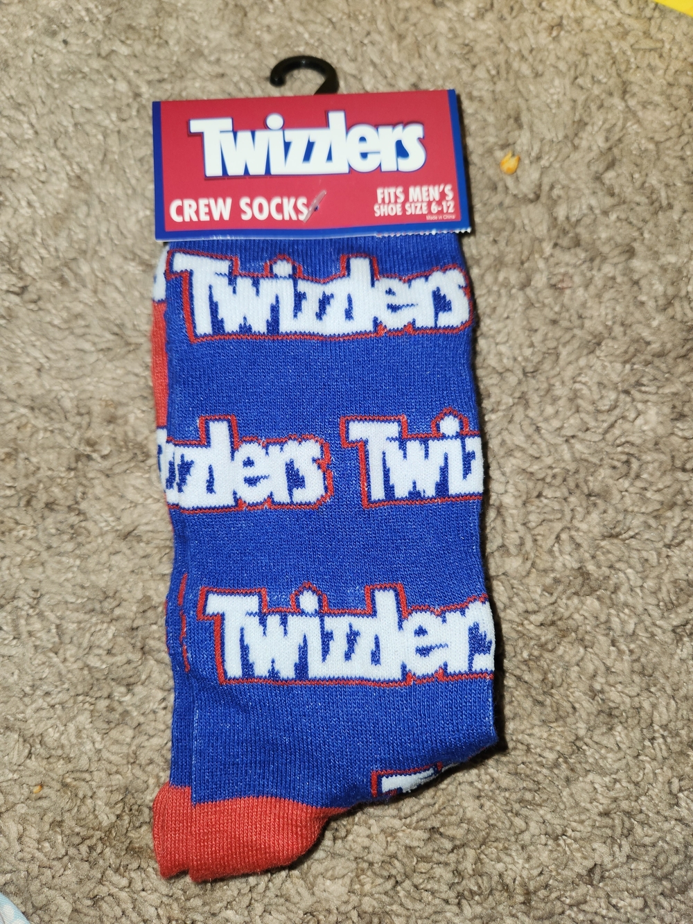 Twizzlers Candy Men's Odd Sox Crew Socks 1 Pair Shoe Size Men 6-12 Novelty NEW